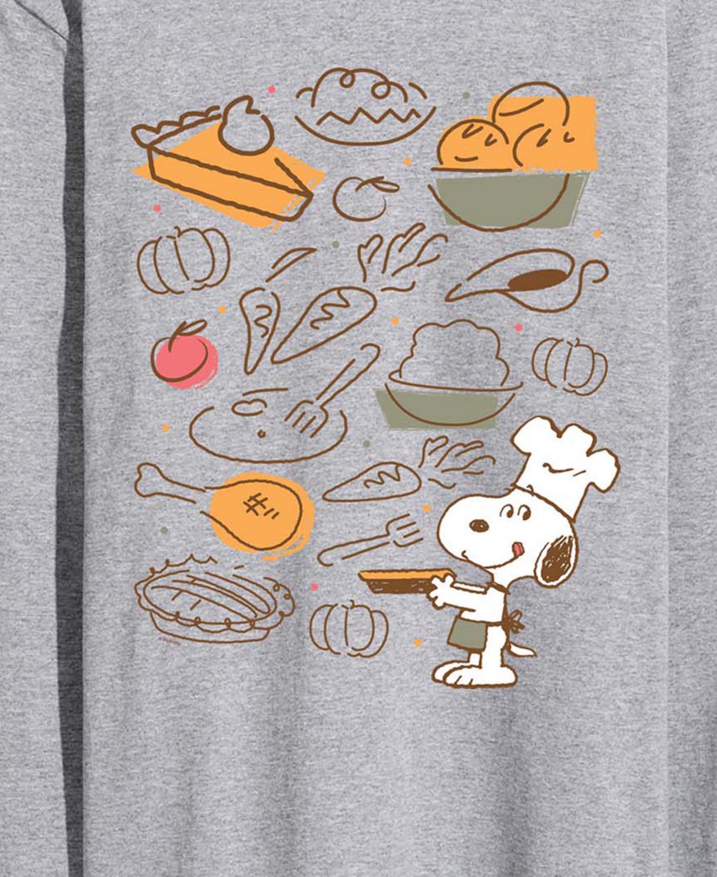 Мужская футболка AIRWAVES Snoopy Thanksgiving Food Grid Long-Sleeve Crewneck, цвет: Меланжевый — фото 3