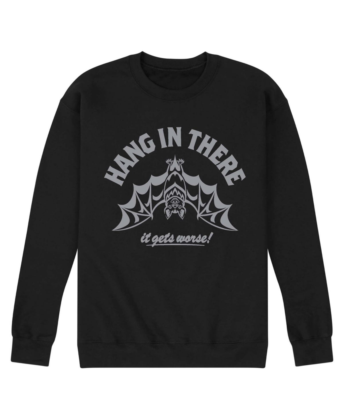 Airwaves Men's Hang In There Bat Halloween Graphic Fleece Sweatshirt - Black