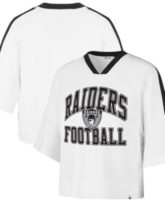 Women's  White Las Vegas Raiders Big Overarch Drop Needle Raglan V-Neck T-Shirt