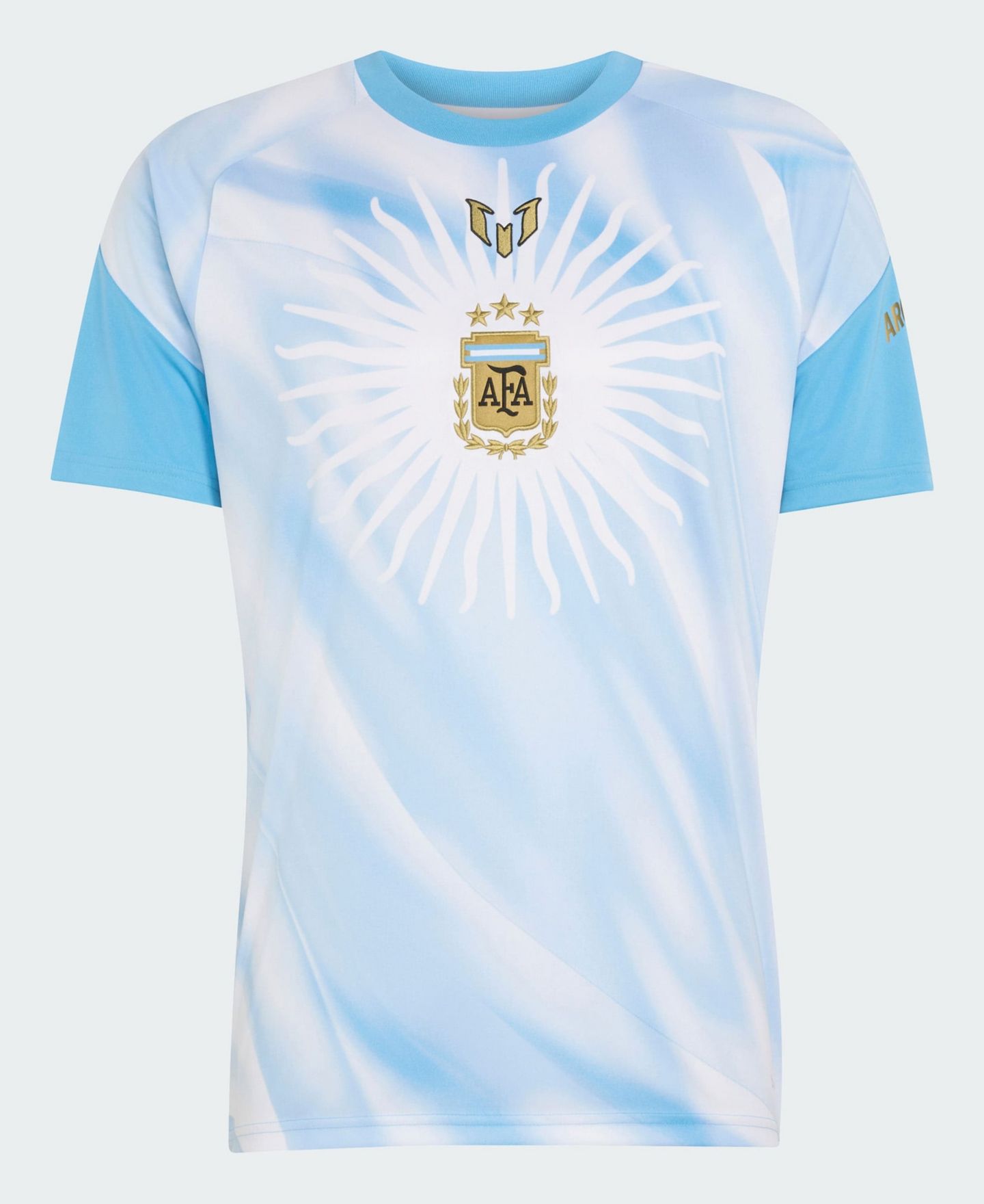 Мужской топ adidas White Argentina National Team AFA x Messi Pre-Match Jersey — фото 3