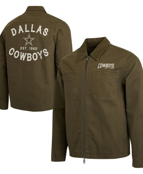 Мужская куртка Darius Rucker Collection By Fanatics Olive Dallas Cowboys Brushed Canvas Full-Zip