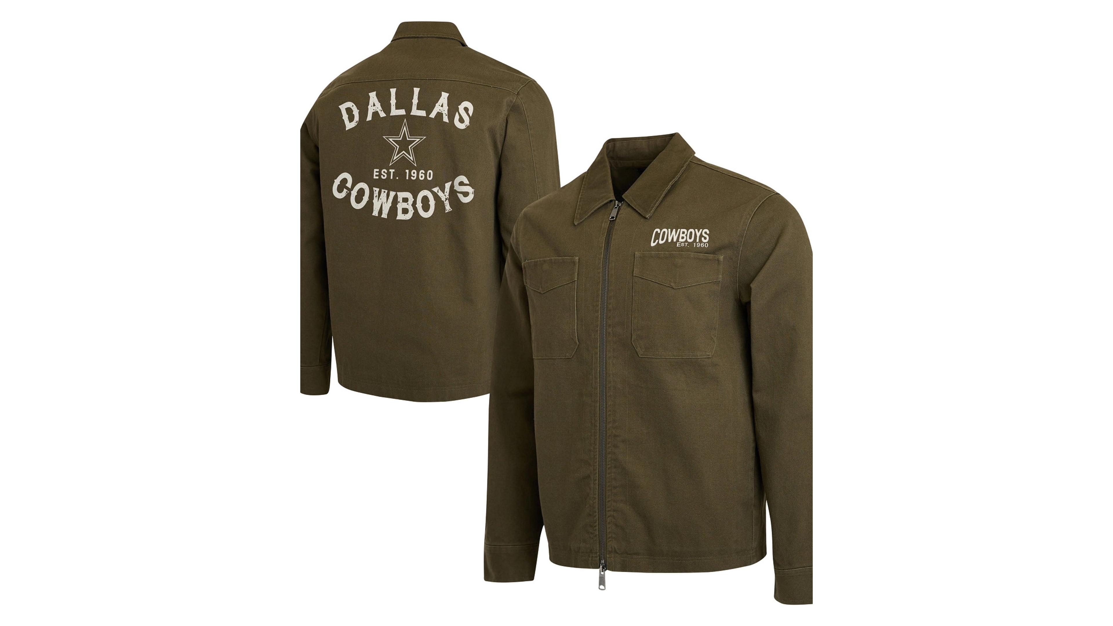 Darius Rucker Collection By Fanatics Men's Olive Dallas Cowboys Brushed Canvas Full-Zip Jacket