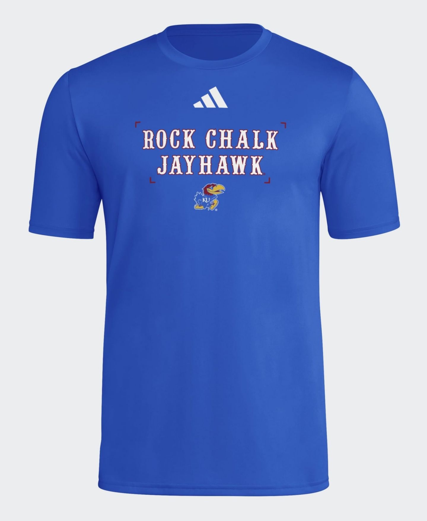 Мужская футболка adidas Royal Kansas Jayhawks Locker Slogan Football Pre-Game — фото 1