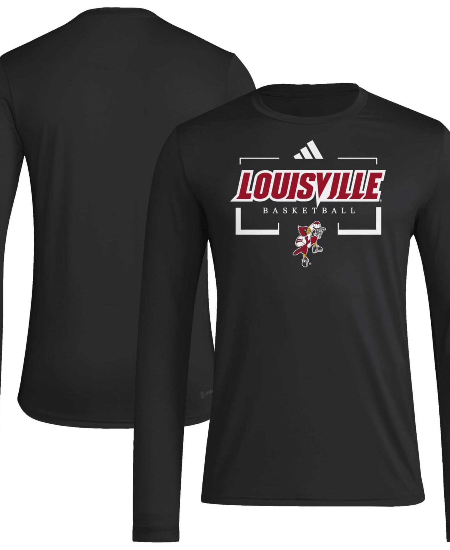 Мужская футболка adidas Black Louisville Cardinals Basketball Icon Pregame Long-Sleeves — фото 1