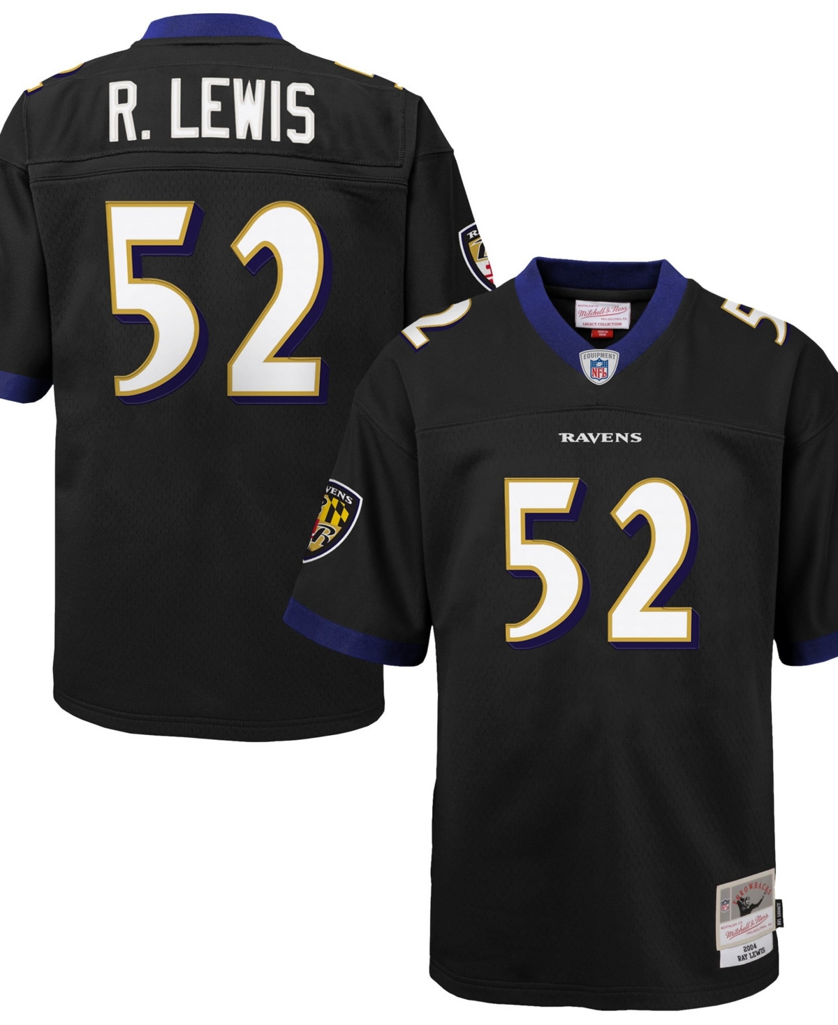 Mitchell & Ness Big Boys' and Girls' Ray Lewis Black Baltimore Ravens 2004 Legacy Player Jersey - Black