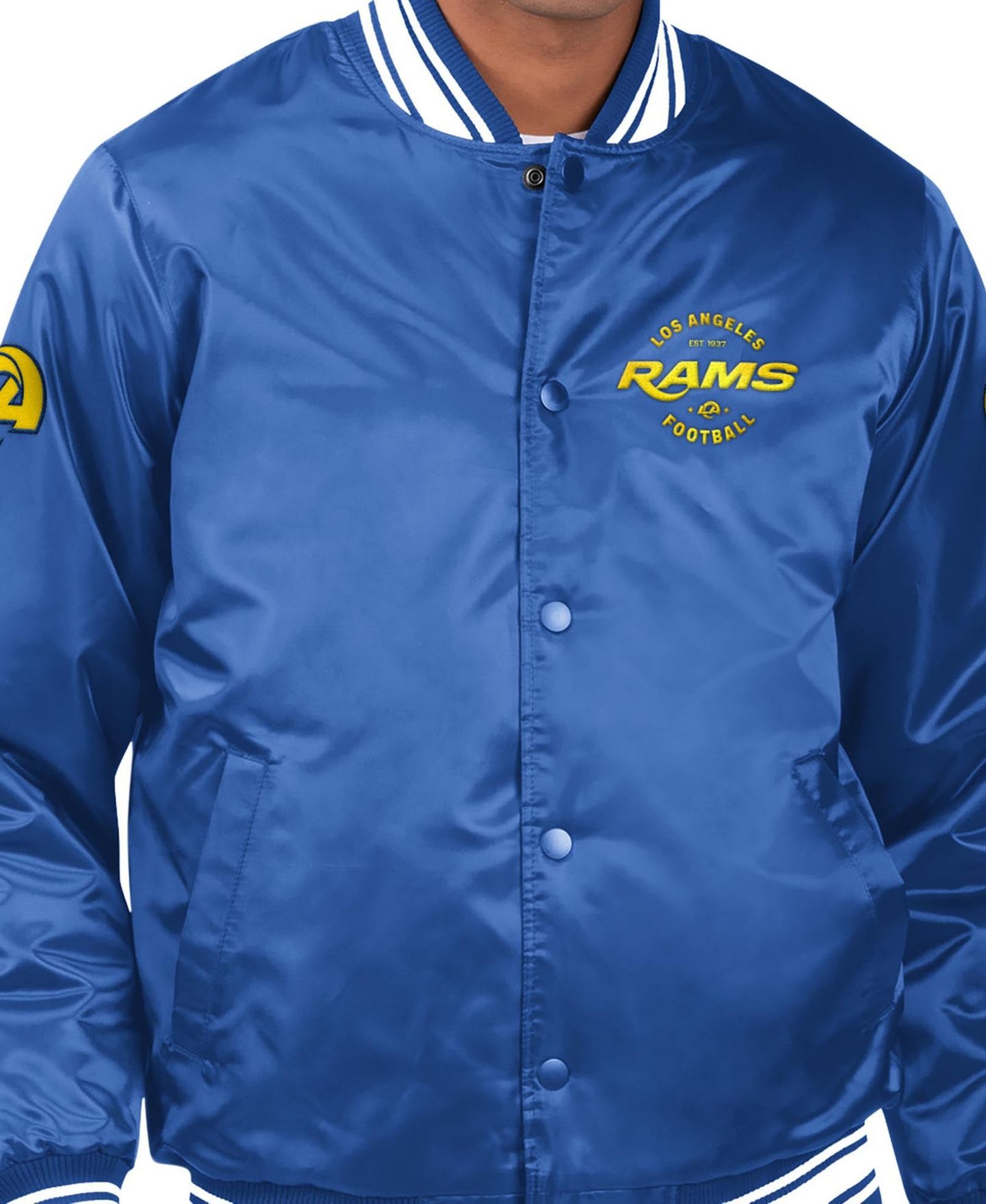 Мужская куртка Starter Royal Los Angeles Rams Locker Room Satin Varsity Full-Snap — фото 2