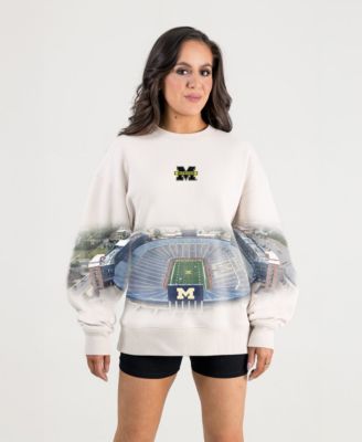 Women's Natural Michigan Wolverines Power Move Stadium Premium Drop Shoulder Sweatshirt
