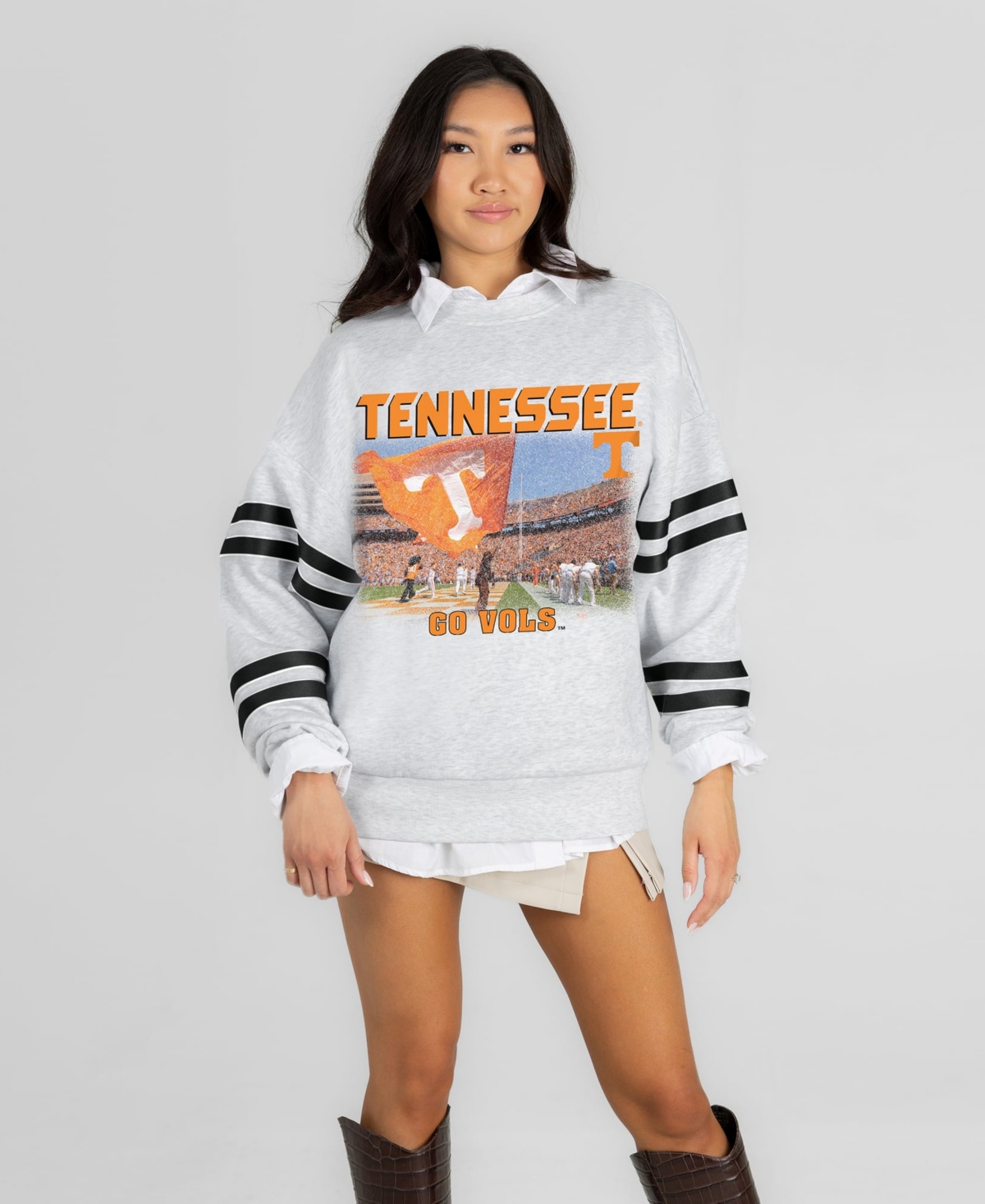 Gameday Couture Women's Ash Tennessee Volunteers Off the Grid Oversized Fleece Sweatshirt
