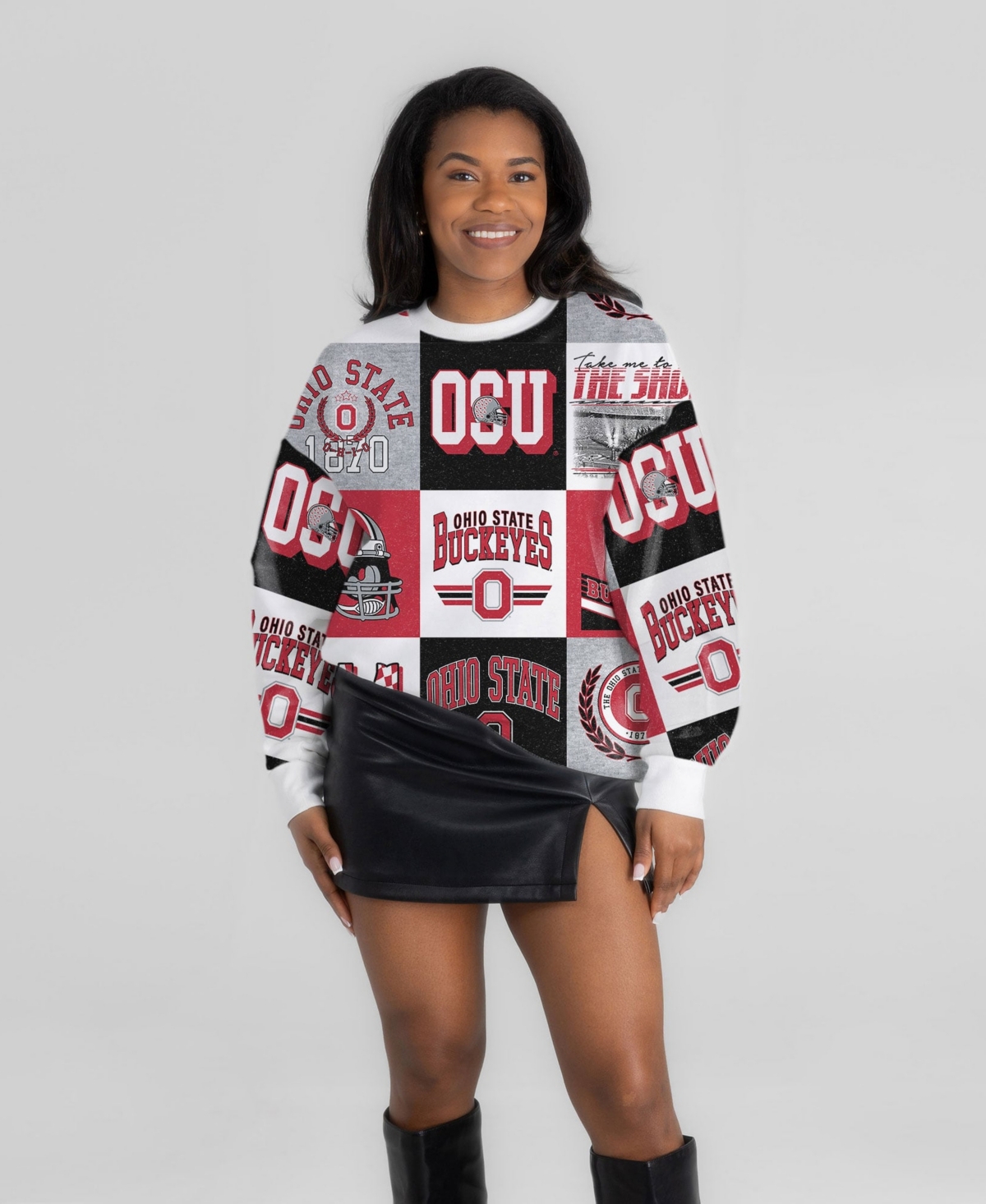 Gameday Couture Women's Scarlet Ohio State Buckeyes Highlight Reel Patchwork Long-Sleeves Pullover
