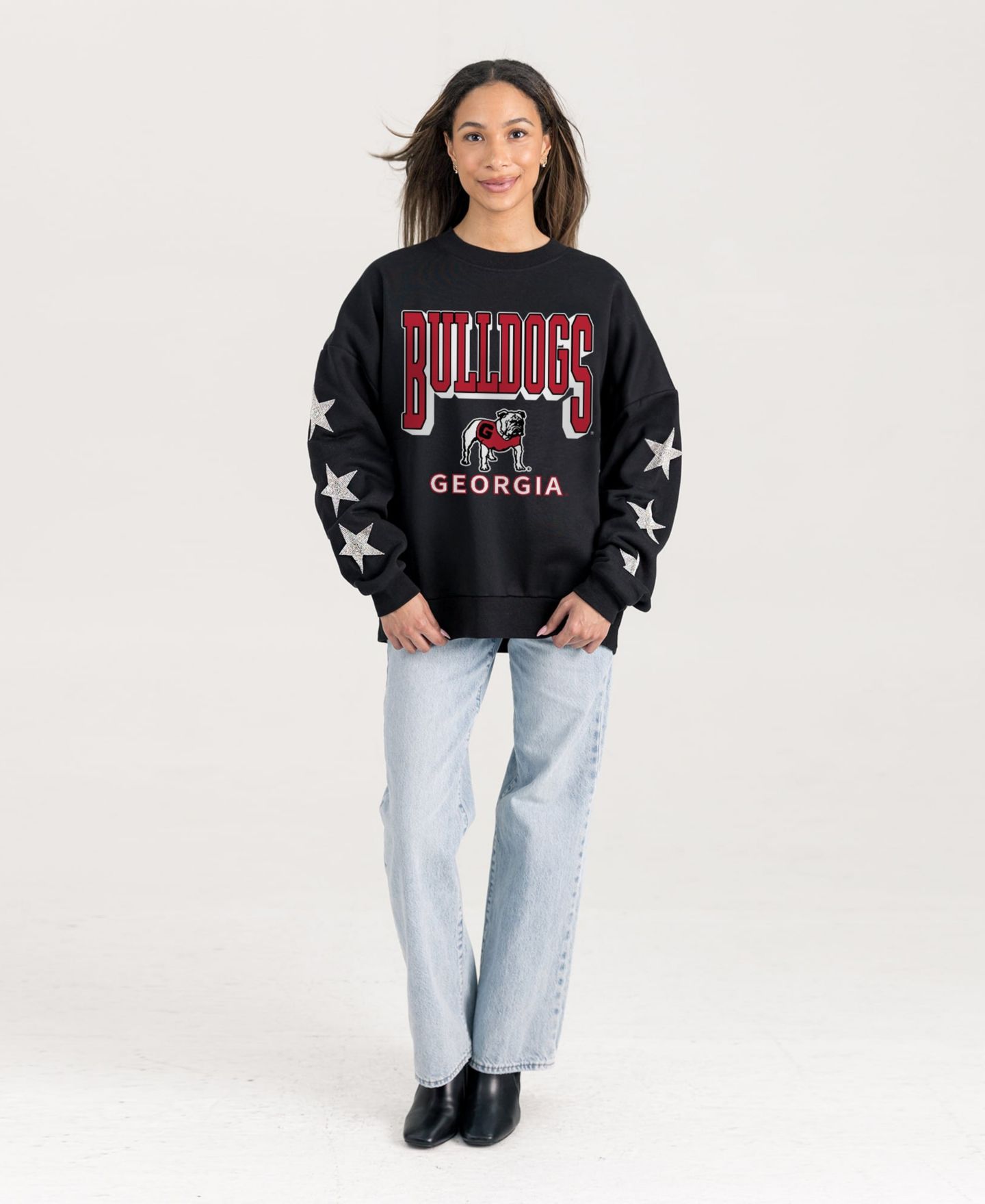 Женская толстовка Gameday Couture Black Georgia Bulldogs Pure Victory Relaxed Rhinestone Pullover — фото 3