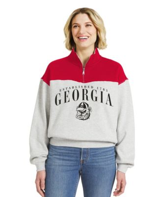 Women's Red Georgia Bulldogs Color block Half-Zip Pullover