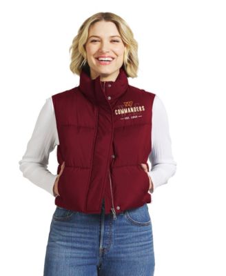 Women's Burgundy Washington Commanders Cropped Puffer Full-Zip Vest