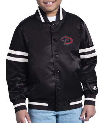 Big Boys' and Girls' Black Arizona Diamondbacks Team Logo Full-Snap Satin Varsity Jacket
