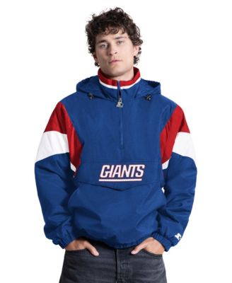 Men's Royal New York Giants The Throwback Half-Zip Hooded Sweatshirt