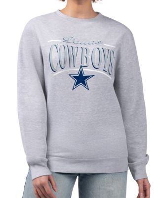 Women's Gray Dallas Cowboys Arch Stripe Fleece Pullover Sweatshirt