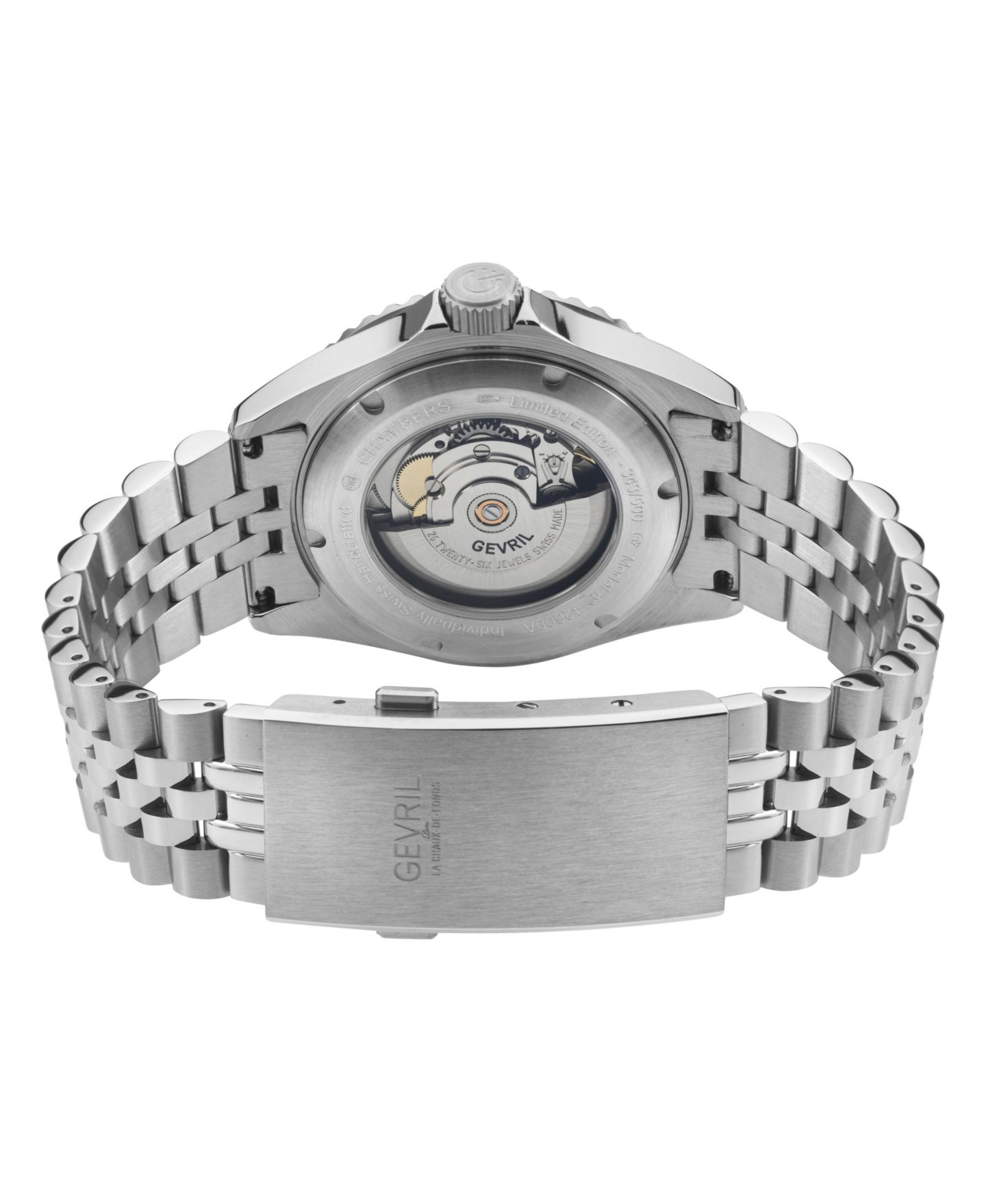 Мужские часы Gevril Swiss Automatic Chambers Stainless Steel Bracelet Watch, 43mm, цвет: Нержавеющая сталь — фото 2