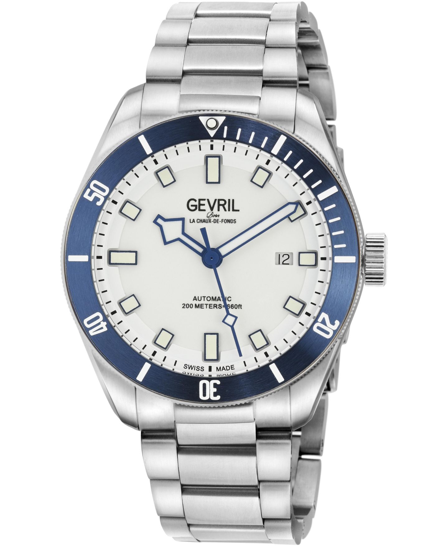 Мужские часы Gevril Swiss Automatic Yorkville Silver Stainless Steel Bracelet Watch, 43mm, цвет: Серебряный — фото 1