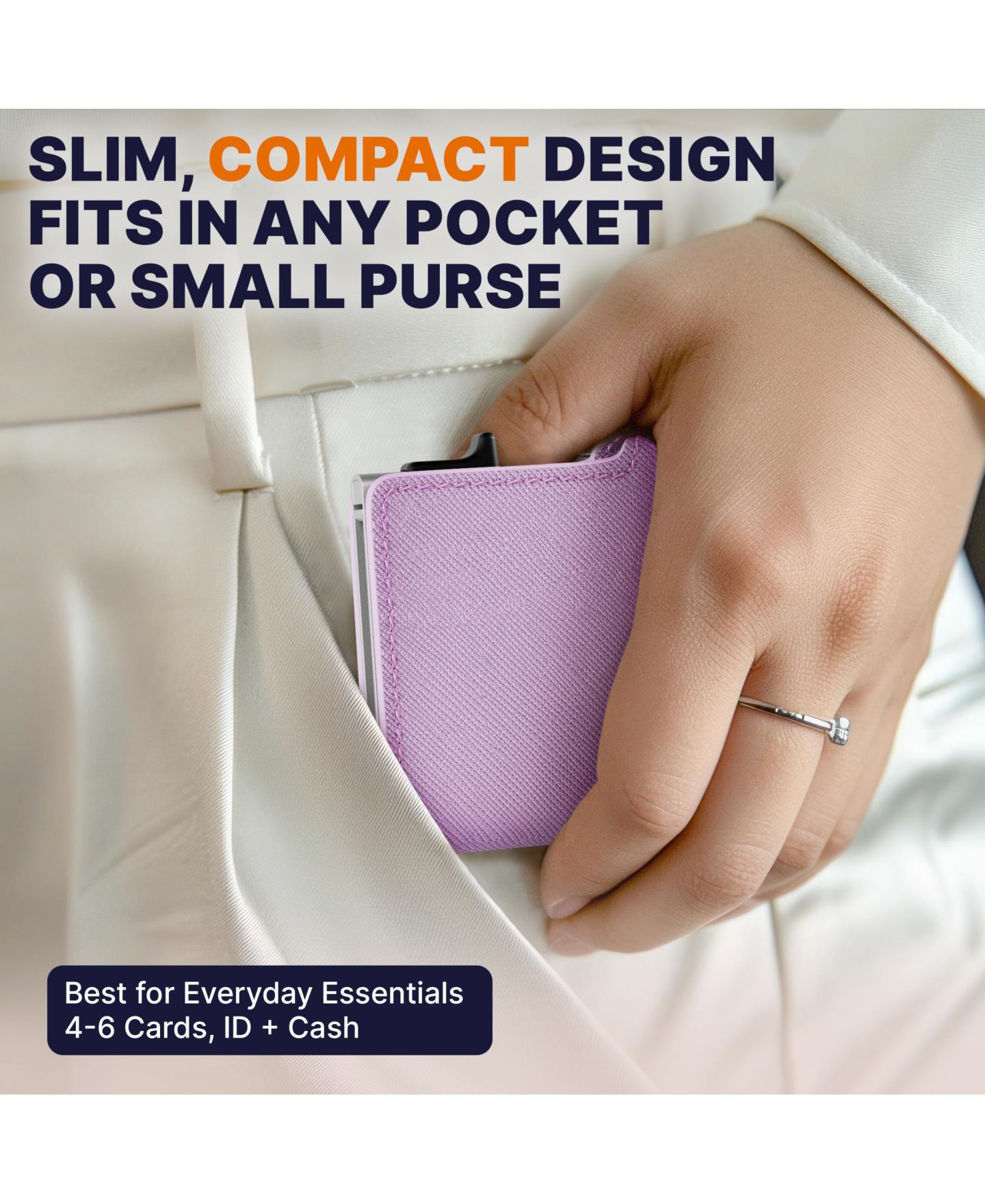 Женский кошелёк Conceal Plus RFID Pop Up Wallet for Women - Slim Minimalist Credit Card Holder (4-6 Card Capacity) - Aluminum Metal Case, цвет: Светлый розовый — фото 4