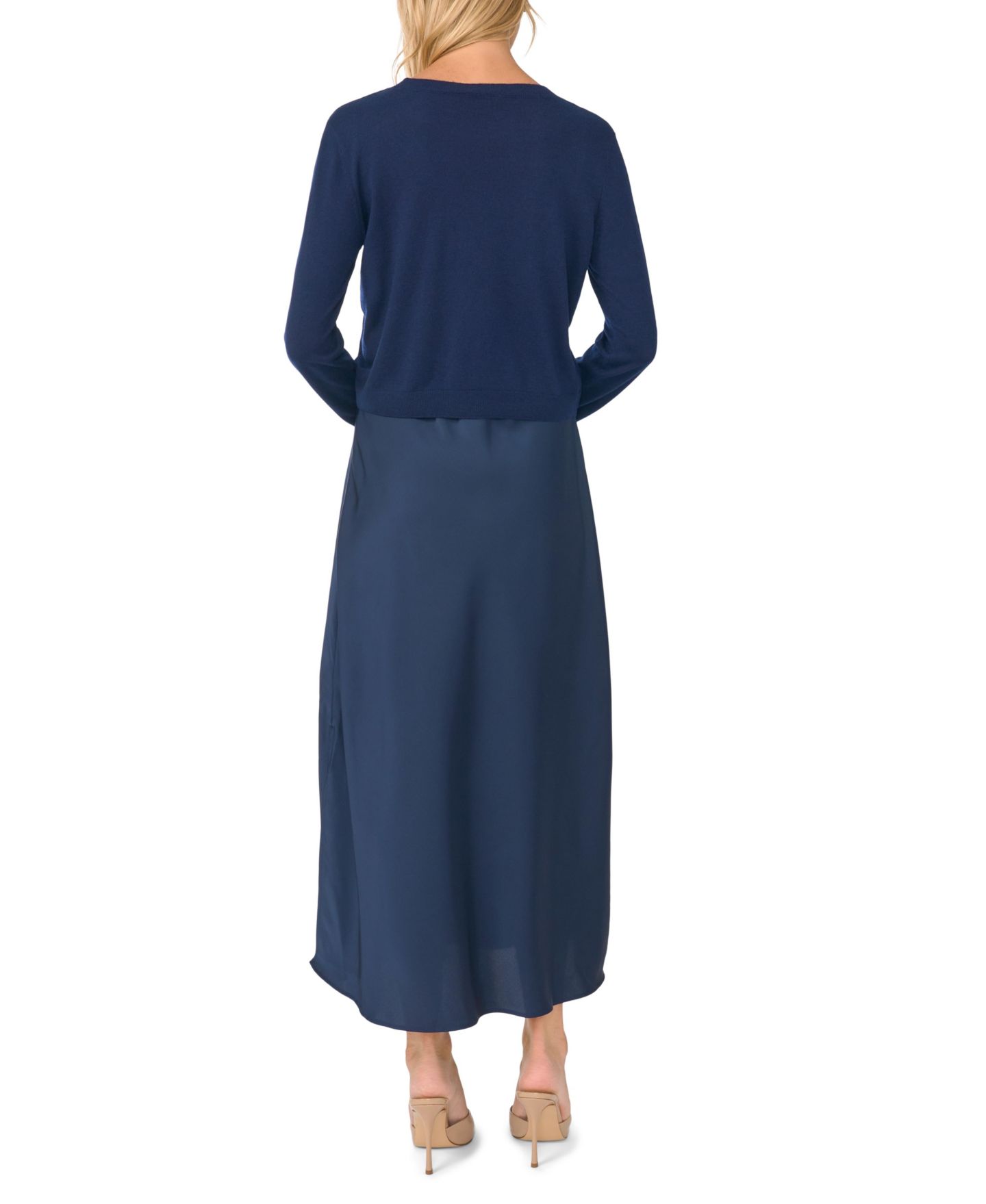 Женское платье Vince Camuto Crewneck Long-Sleeve Midi, цвет: Тёмно-синий — фото 4
