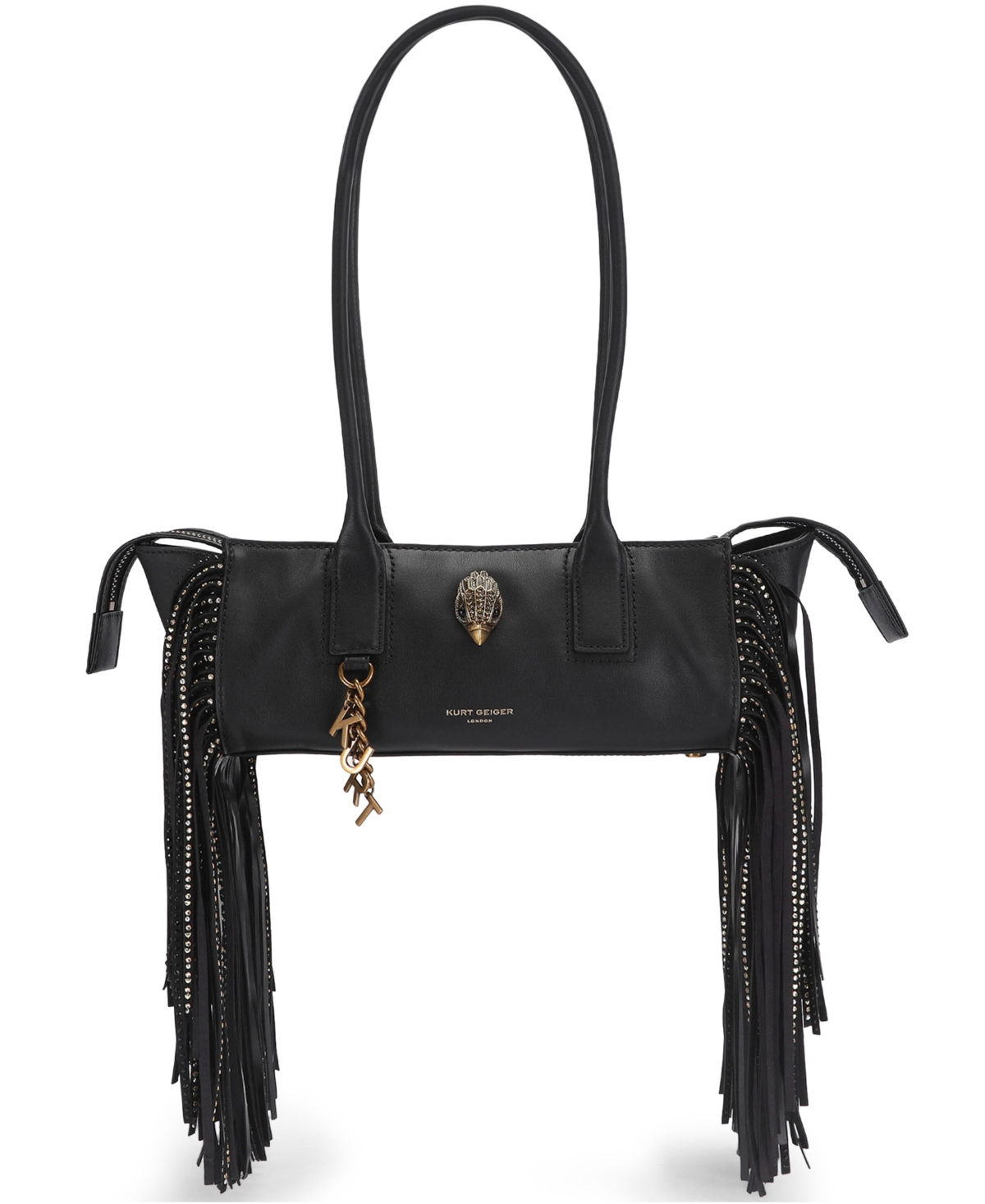 Kurt Geiger London Sloane East West Fringe Small Shoulder Handbag - Black