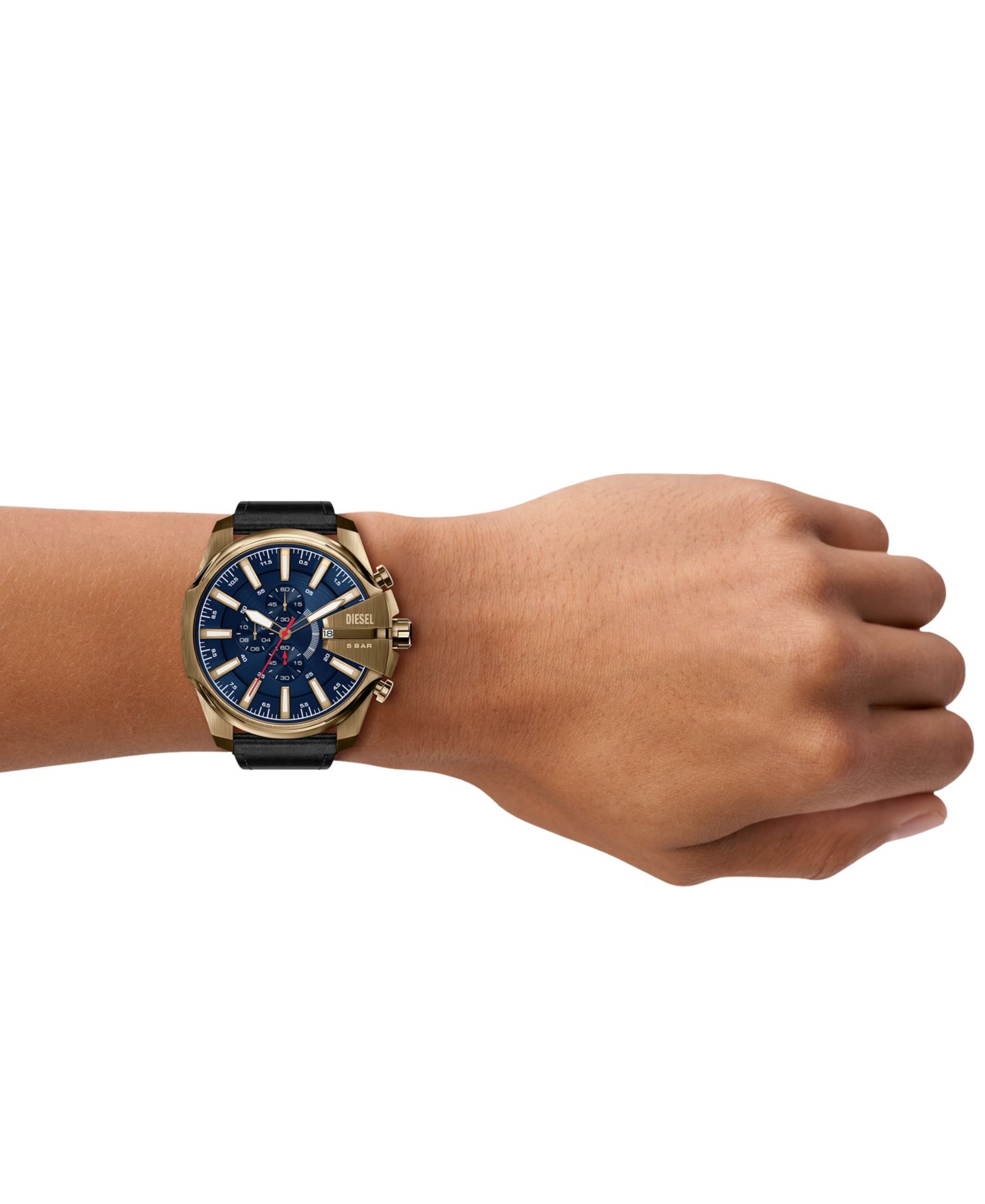 Мужские часы Diesel Mega Chief Slim Chronograph Blue Dial Black Leather 48mm — фото 8
