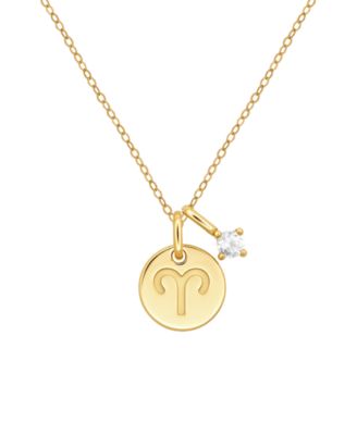 White Sapphire Aries Zodiac Pendant Necklace (1/3 ct. t.w.) in 14k Yellow Gold