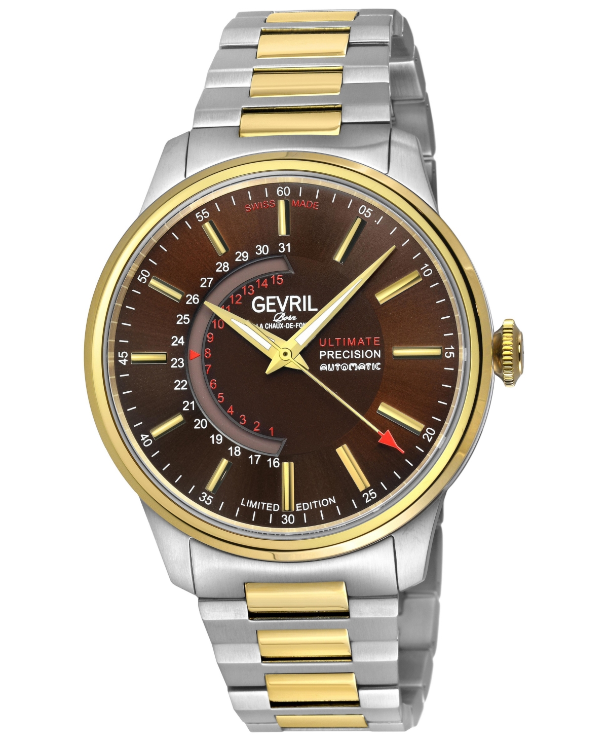 Gevril Guggenheim Men's Swiss Automatic Two tone Ipyg/Ss 316L Stainless Steel Bracelet Watch