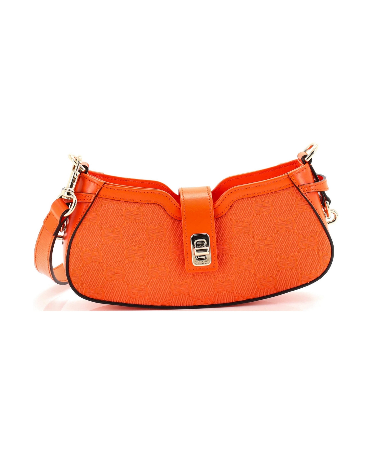 Pre-Owned Gucci Mini Moon Side Shoulder Bag Gg Canvas - Orange
