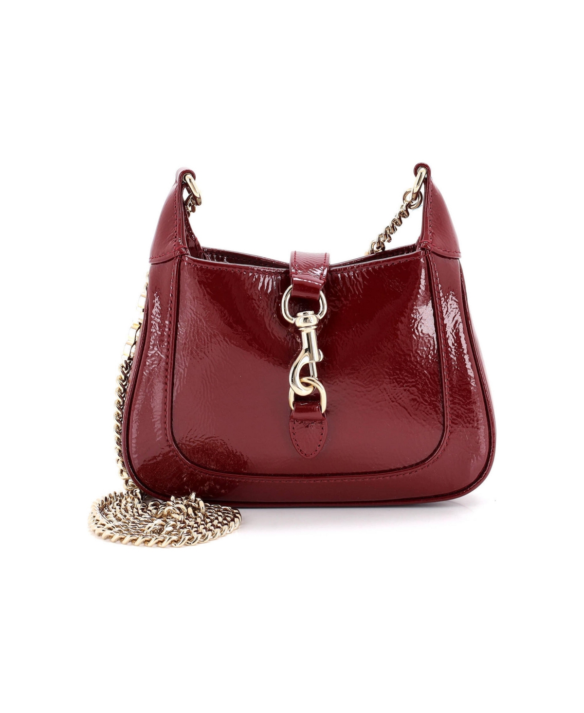 Pre-Owned Gucci Mini Jackie Notte Chain Hobo Patent - Brown