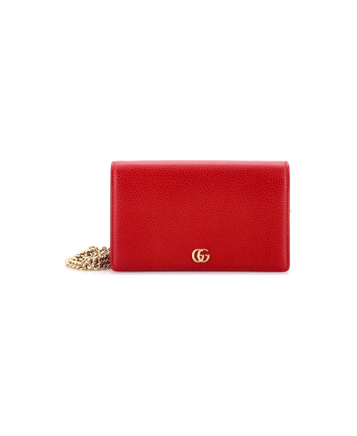 Pre-Owned Gucci Mini Petite Gg Marmont Chain Wallet Leather - Red