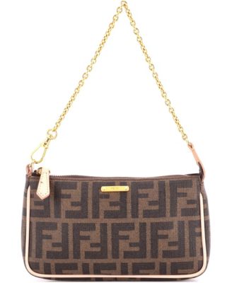 Chain Pochette Zucca Coated Canvas