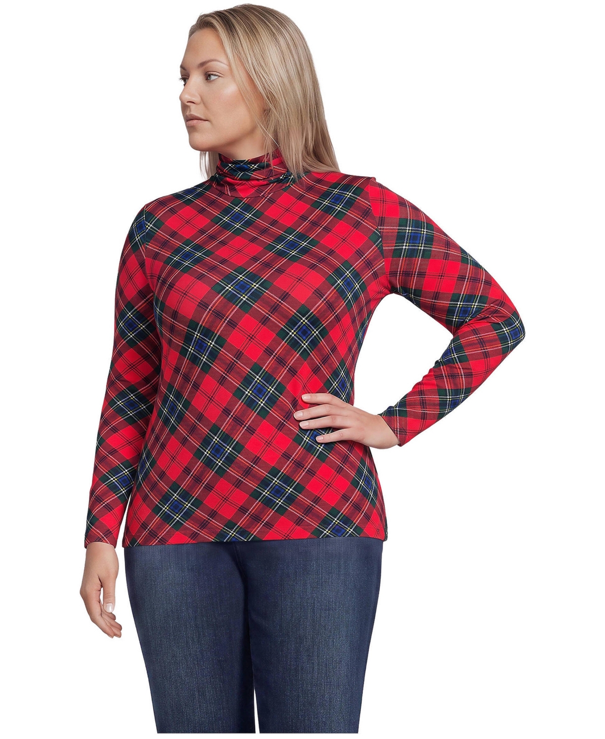 Lands' End Plus Lightweight Jersey Long Sleeve Turtleneck