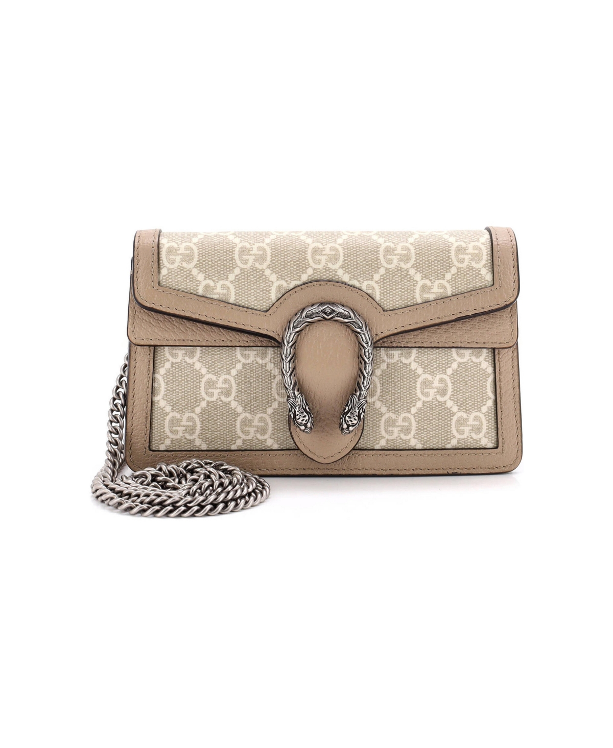 Pre-Owned Gucci Super Mini Dionysus Bag Gg Coated Canvas with Leather - Natural