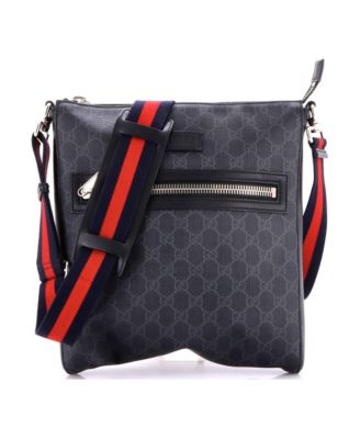 Medium Web Strap Front Zip Messenger Bag GG Coated Canvas