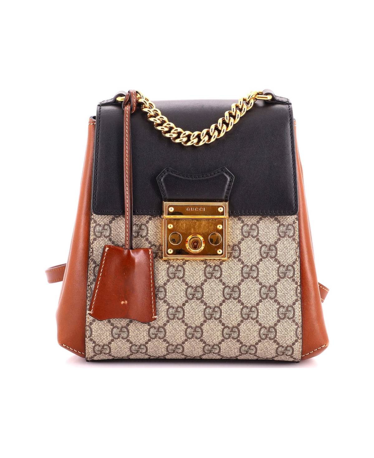 Pre-Owned Gucci Mini Padlock Backpack Gg Coated Canvas and Leather - Brown