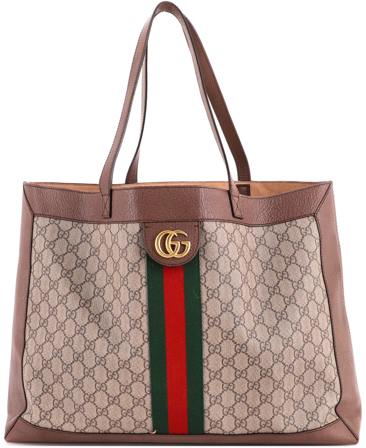 Pre-Owned Gucci East West Ophidia Soft Open Tote Gg Coated Canvas - Brown