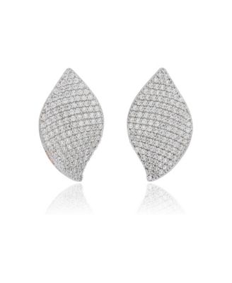 Suzy Levian Sterling Silver Cubic Zirconia Pave Petal Earrings