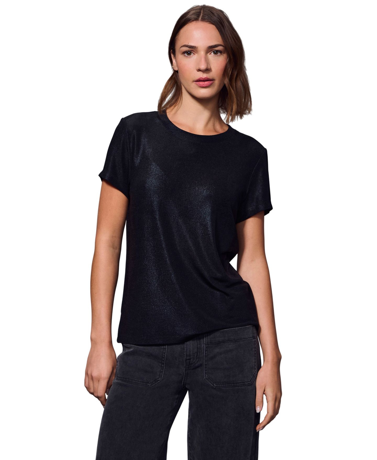 Женская футболка Sanctuary Shine Short-Sleeve Crewneck, цвет: Чёрный — фото 4