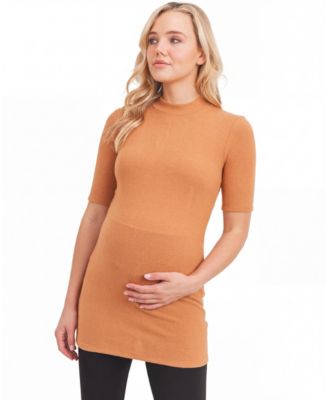 Maternity Brushed Hacci Mock-Neck Sweater