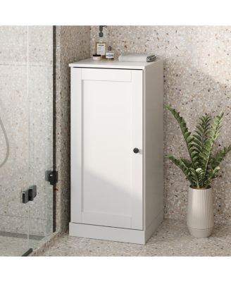 Solid Wood Bathroom Linen Storage Cabinet with Shaker Door, Adjustable Shelves