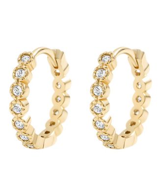 Cubic Zirconia Gold-Tone Hinged Huggie Hoop Earrings