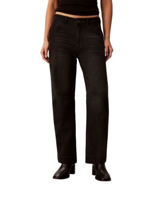 Women's Mid-Rise Cropped Barrel Denim Pants
