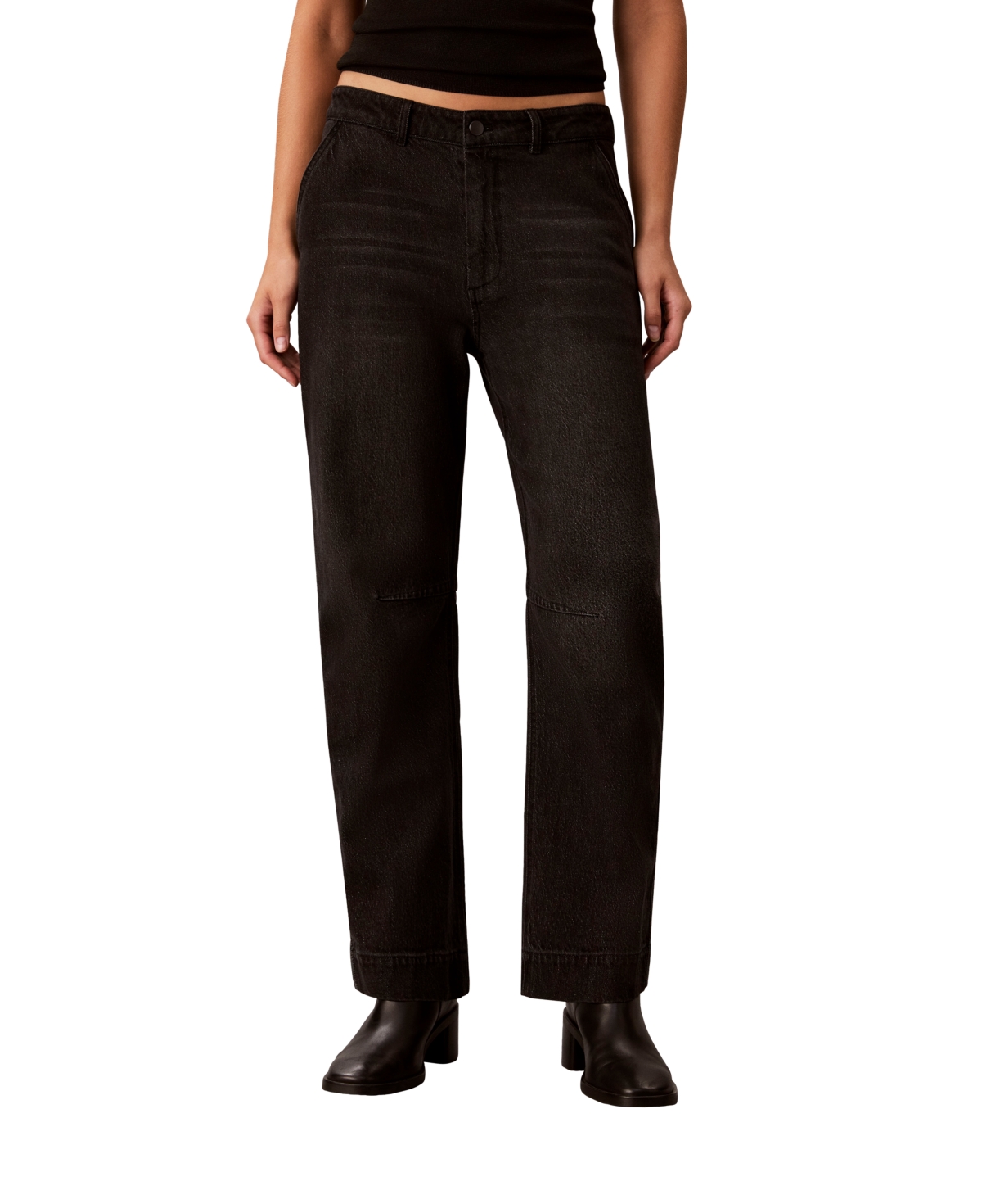 Calvin Klein Women's Mid-Rise Cropped Barrel Denim Jeans - Astor Wash
