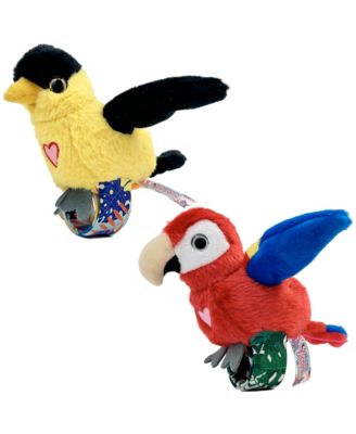 Oriole and Red Parrot Interactive Talking Birds Plush, 2-Pack