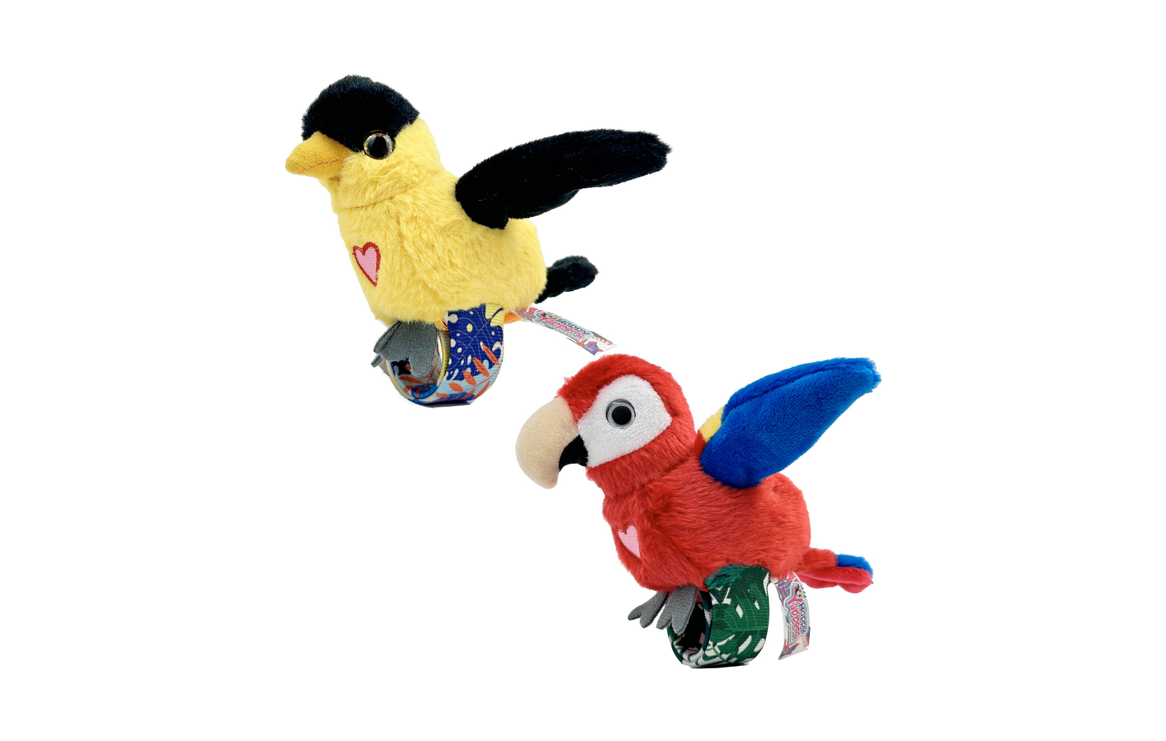 Happy Yappers Oriole and Red Parrot Interactive Talking Birds Plush, 2-Pack