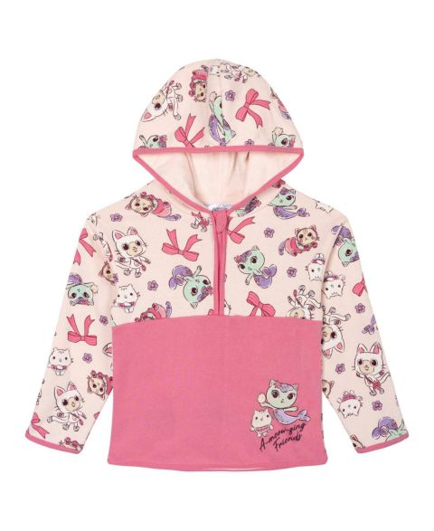 Худи Gabby's Dollhouse Fleece Half Zip для девочек-малышей, цвет: Розовый с принтом