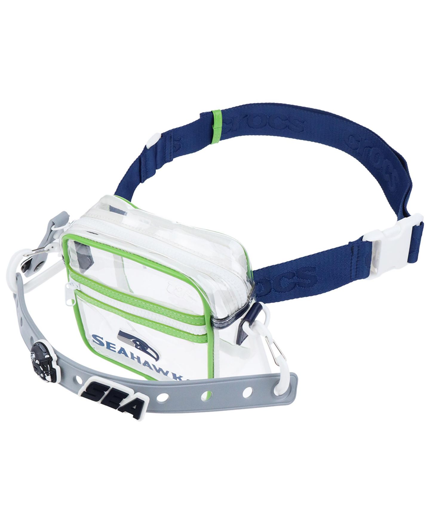 Мужская сумка Crocs Seattle Seahawks Clear Jibbitz-Compatible Crossbody, цвет: Синий — фото 4