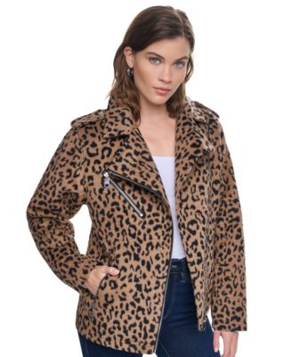 Women's Asymmetrical Moto Leopard Print Jacket