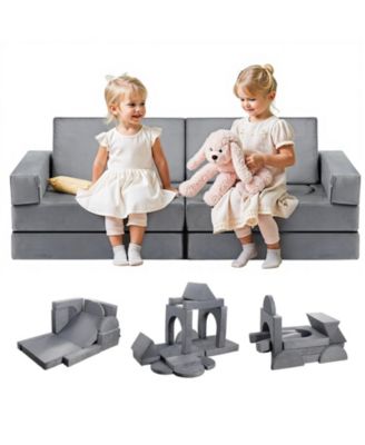 14-Piece Modular Kids Play Couch Sectional Sofa Set with Armrests