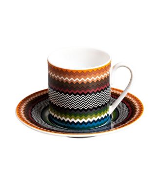 Coffee Cup And Saucer Zig Zag Foliage, Cup